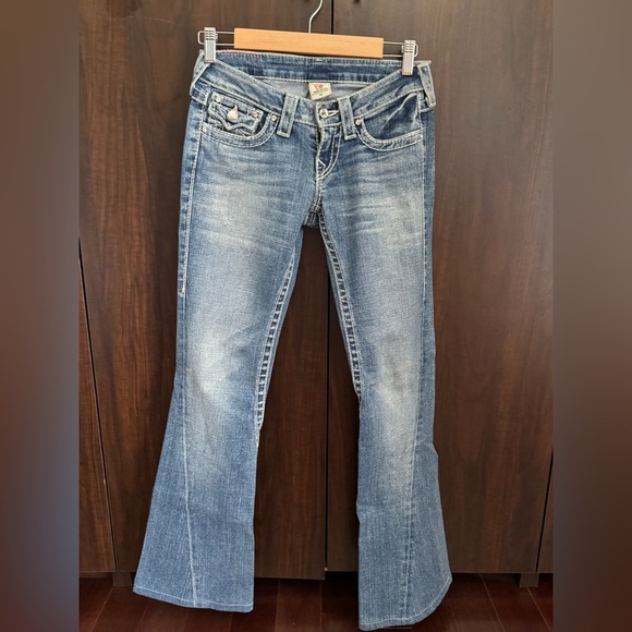 Y2K True Religion Swarovski Disco Joey Big T Flare Jeans - Picture 3 of 16